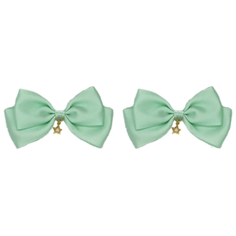 Ribbon Clip with Star Charm, Set of 2, Mint
