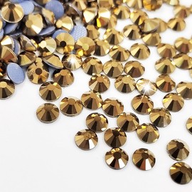 Liliume 1440 Pieces Hotfix Rhinestones, 20 Colours, 4 Sizes, Round Glass Rhinestones for Clothes, Shoes, DIY Crafts (Mine-Gold, SS16)