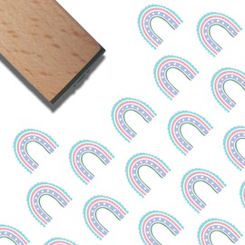 CRASPIRE Mini Wooden Rubber Stamp 3/5 Inch Rainbow Cute Pattern Tiny Small Wood Stamps Vintage Reusable Print for DIY Craft Card Scrapbooking Journaling Albums Cards Making Planner Envelope