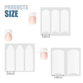 912 Pcs French Stickers for Nails, 24 Sheets 3 Designs Self-Adhesive French Tip Stickers for Nail Design DIY Tip Guide (3 Types of arcs)