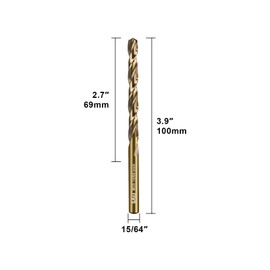 SALI Cobalt Drill Bit Set, 10Pcs 15/64" M35 High Speed Steel Jobber Length Drill Bit Kit for Hardened Metal, Stainless Steel, Cast Iron, Wood and Plastic, with Index Storage Case