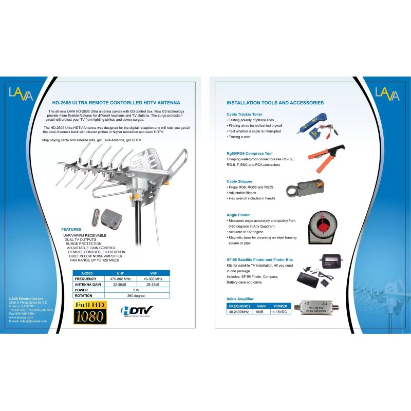 Lava 125 mile LAVA HD-2605, Ultra 4K Outdoor TV Antenna,