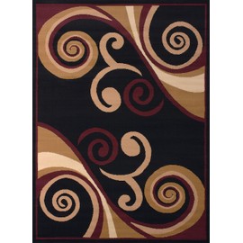 United Weavers of America Dallas Billow Rug - 7ft. 10in. x 10ft. 6in., Burgundy Red, Jute Area Rug with Scrollwork Pattern. Room Décor