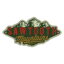 Die Cut Sticker Sawtooth Mountains, Idaho, Mountains, Contour Vinyl Sticker 1 to 3 inches (Waterproof Decal for Cars, Water Bottles, Laptops, Coolers), Small