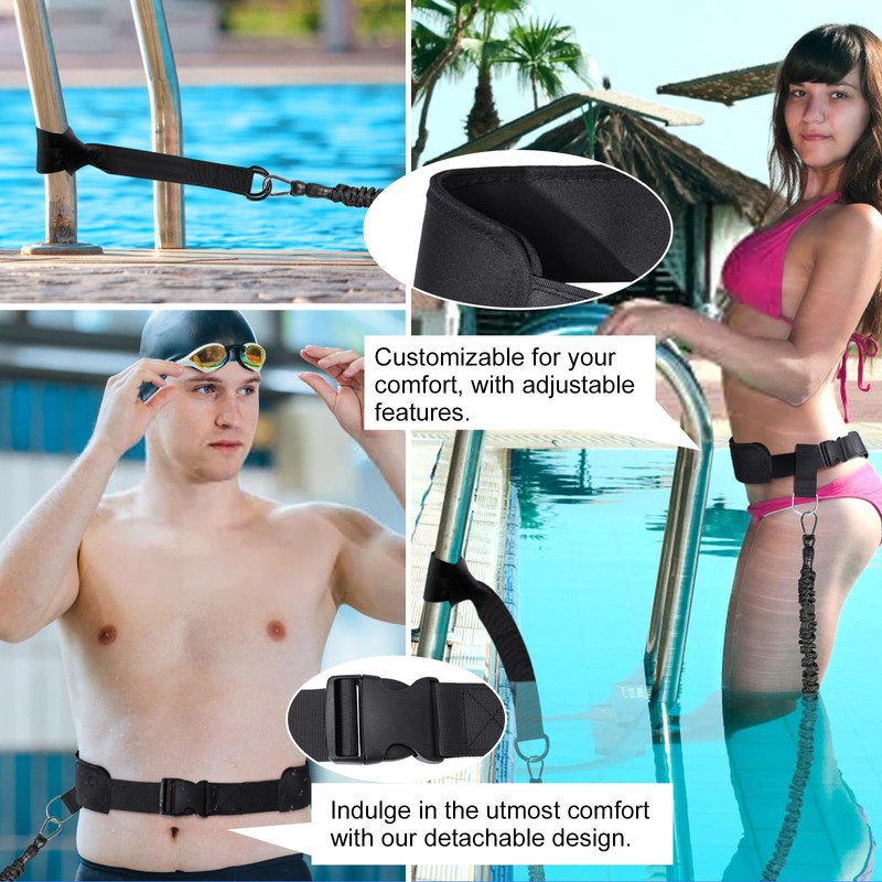 Swimming Training Belt, 2.5-7.5M Adjustable Swimming Resistance Bands, Static Swimming