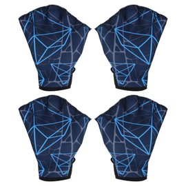 PATIKIL Webbed Swim Gloves, 2Pairs Swimming Aquatic Gloves Printing Water Resistance Training Accessories for Swimming and Diving, M, Dark Blue