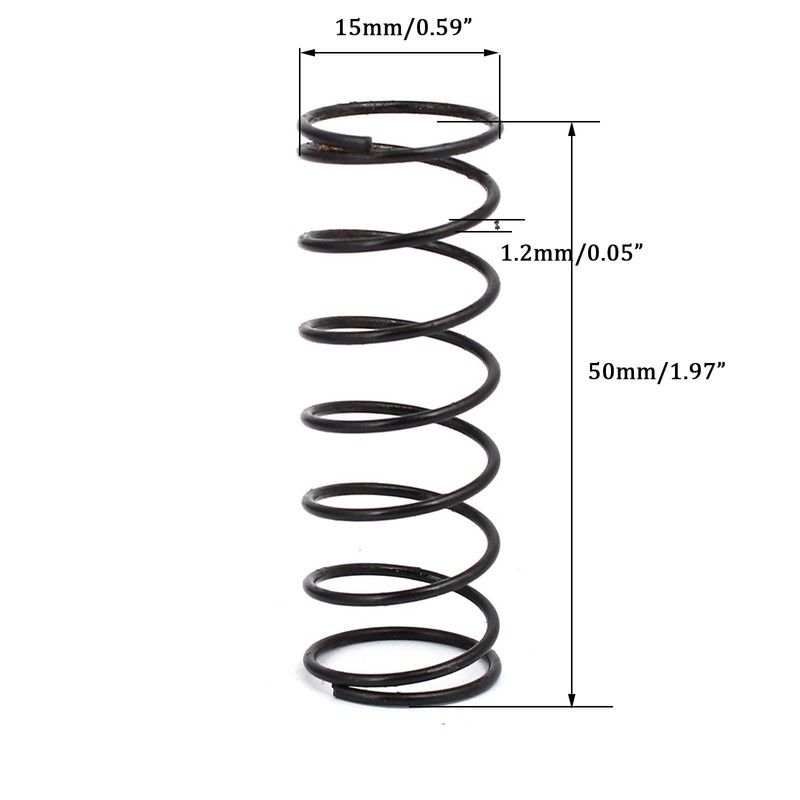 TOP-VIGOR 10Pcs Compression Spring, 1.2mm Wire Dia, 15mm OD, 50mm