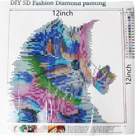 DIY 5D Diamond Painting Complete Kit, Including Cat Butterfly Crystal Rhinestone Embroidery Picture art Craft Gift For Home Wall Decoration (12 x 12 inches)