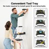 BONTEC 4-Step Ladder, Folding Step Stool with Tool Platform, Wide