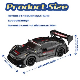 SKIKHN Remote Controlled Car, 1:24 RC Drift Car, Drift Car, Remote Controlled, 4WD RC Cars, Mini RC Drifting Car, with 4 Tyres and 4 Road Blocks, for Children and Adults from 7 Years (Black)