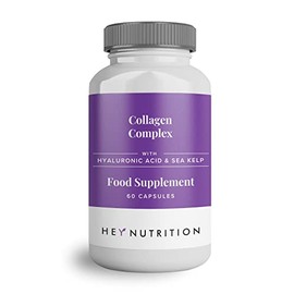 Hey Nutrition Collagen Complex Hyaluronic Acid & Sea Kelp Vitamin E, C, Biotin - Healthy Nails, Skin, Hair Joints Metabolism - Type 1 Marine Supplement - Non GMO, 60 Capsules