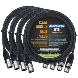 4 Units - 2 Meter - Canare L-4E6S, Star Quad Balanced Male to Female Microphone Cables with Amphenol AX3M & AX3F Silver XLR Connectors - Custom Made by WORLDS BEST CABLES