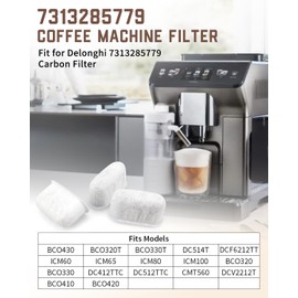 Water Filter Replacement Parts Fit for Delonghi Espresso Machine Parts Carbon Filter, Charcoal Water Filters Replace 7313285779, 4PCS