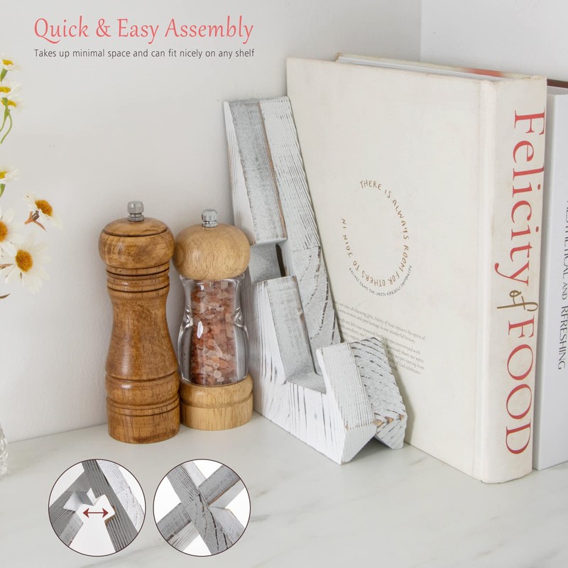 EFFORTICH Cookbook Stand, Wooden Recipe Book Holder, Cook Book Stand