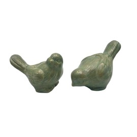 Transpac Decorative Indoor Outdoor Home or Garden Decoration Ceramic Tabletop Figurines Set of 2 Weathered Green Song Birds