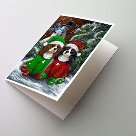 Cavalier Spaniel Snowman Christmas Greeting Cards and Envelopes Pack of 8
