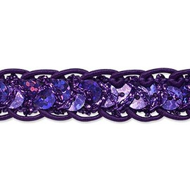 Trims By The Yard Thea Sequin Braid Cord Trim, 1/2-Inch Versatile Sequins for Crafts, Durable for Costumes or Party Decorations, 20-Yard Cut, Purple
