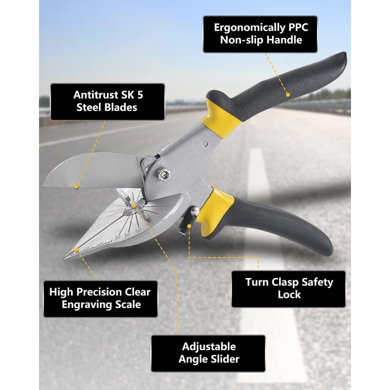HOHXEN 45°-135° Angle Mitre Shear Cutter Multifunctional Scissors Quarter Round