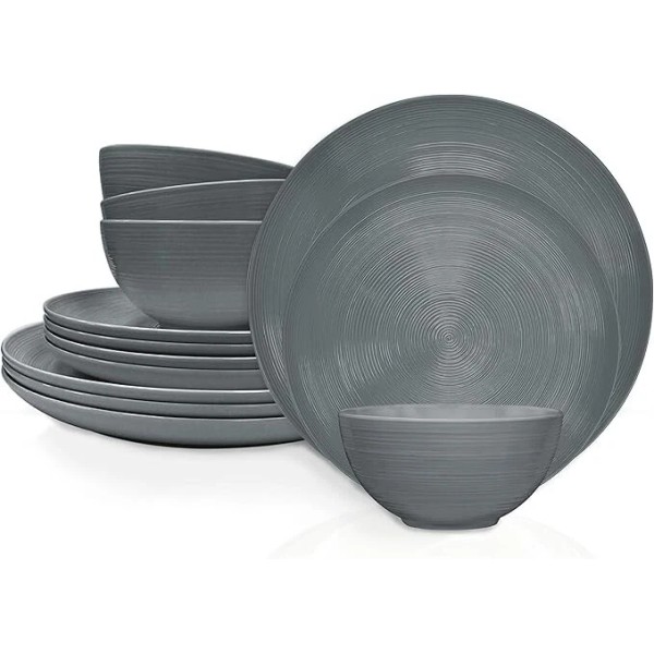 Zak Designs Melamine Dinnerware Set, 12-Piece, Service for 4, American