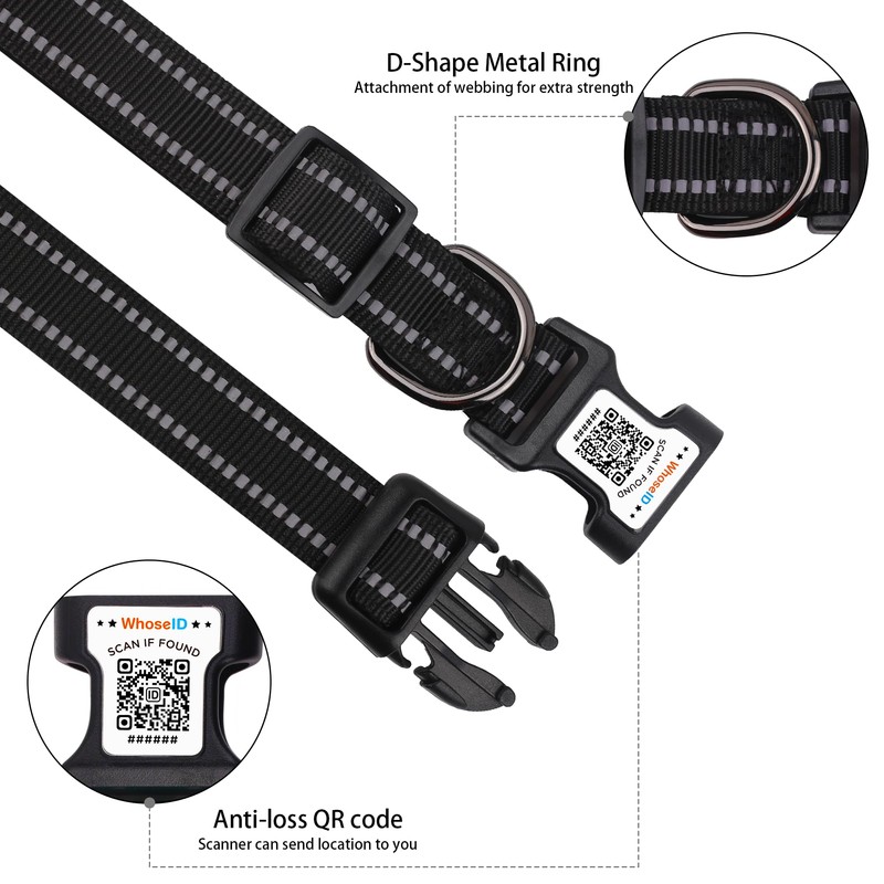 Dog Collar with QR Code, Reflective Dog Collar, Soft Neoprene