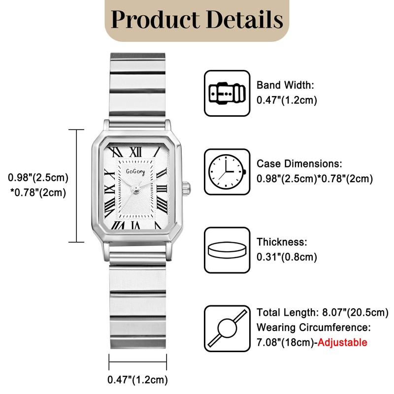 スクエア 腕時計 レディース ステンレス アンティーク: ローマ アナログ表示 防水 可愛い おしゃれ