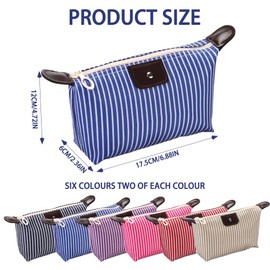 Rebanky Small Make Up Bag Small Cosmetic Bag Girls Cosmetic Bag Canvas Striped Makeup Bag Travel Small with Zip Nylon for Girls and Women, b, Fallow bed
