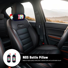 hrabykt Car Neck Pillow NOS Pillow Bottle Car Headrest Pillow Soft Plush Neck Support Cushion for Driving, Office,Home,Party Decorations(Black 11 inch 2 Pack)