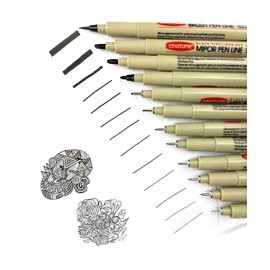 Drawing Pen Black Liner Needle Pen Black Pen 12pcs Brush Brush 0.03 0.05 0.3 0.4 0.5 0.8 1 2 3 BR Fine Pen Thick Pen Marker Pen Gift Quick Dry