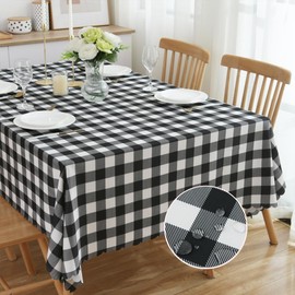 MANGATA CASA Black Gingham Thanksgiving Tablecloth - Fall Tablecloth Rectangle - Checkered Poly Waterproof Table Cloths-Autumn Buffalo Plaid Wrinkle Free Table Cover (Black 60x120in)