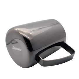 Dianoo Milchkännchen aus Edelstahl, Titanbeschichtung, cremig, Latte, Kaffee, Cappuccino mit Milch, Schwarz, 600 ml