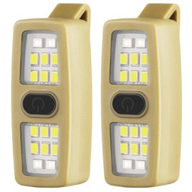 Lembopo Small Rechargeable EDC Flashlight, Clip on Running Lights Gift for Runners, Safety Bike Lights for Dog Walking at Night, Hands Free Running Accessories Gear for Women Men (2, Beige)