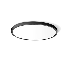 12 Inch 24W LED Flush Mount Ceiling Light Fixture, 4000K Natural White, 3200LM, Black, LED Round Ceiling Lighting, 240W Equivalent White Ceiling Lamp for Closets, Kitchens, Bedrooms, etc.