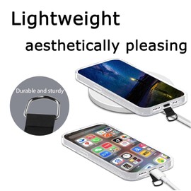 FOWEROTY for Phone Tether Tab, Universal Cell Phone Lanyard Patch, Anti-Loss Hanging Metal Ring Replacement Patch Pad for Mobile Smartphone Safety Lanyard Wrist Strap (Nylon Black+TPU Black+TPU Clear)