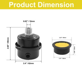 LifCratms 2 Pcs Air Compressor Silencer, 3/8" Thread Air Compressor Intake Filter Silencer with Replacement Elements, 16mm Metal Sound Muffler Replacement Parts