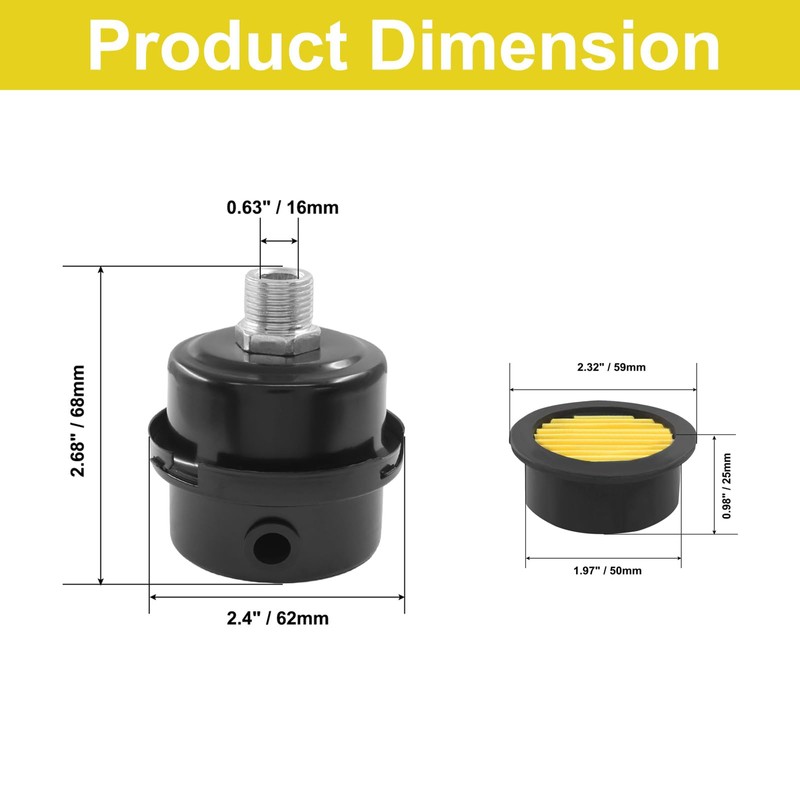 LifCratms 2 Pcs Air Compressor Silencer, 3/8" Thread Air Compressor
