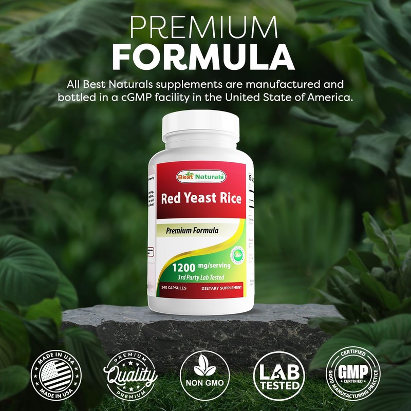 Best Naturals Red Yeast Rice 1200mg Per Serving 240 Capsules