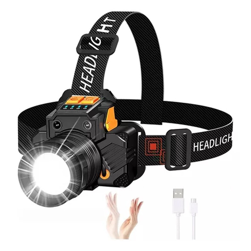 Led Headlamp Rechargeable for Adults Waterproof with Battery Display Motion
