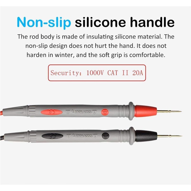 Multimeter Test Leads and 4Pcs Alligator Clips, Precision Sharp Lead