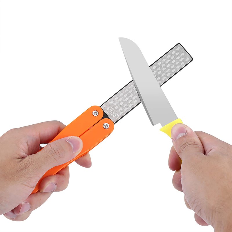 Chazcool Folding Knife Sharpener, 400/600 Grit Knife Sharpener, Folding Double