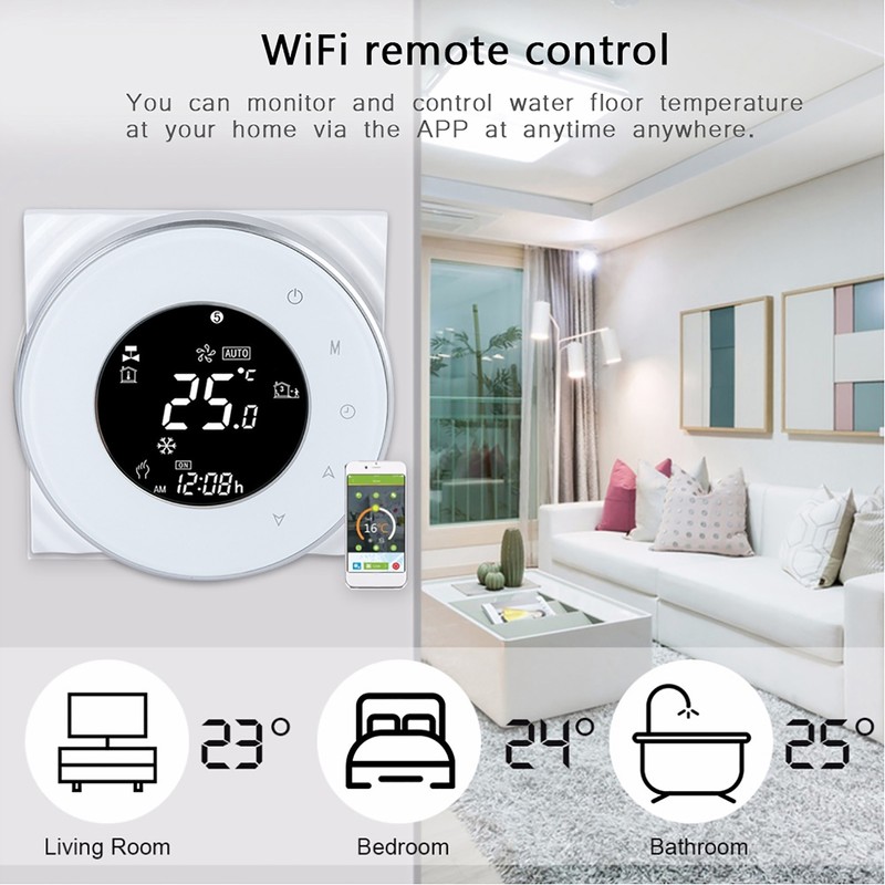 Electric Floor Heating LCD Touch Screen Thermostat With WIFI Temperature