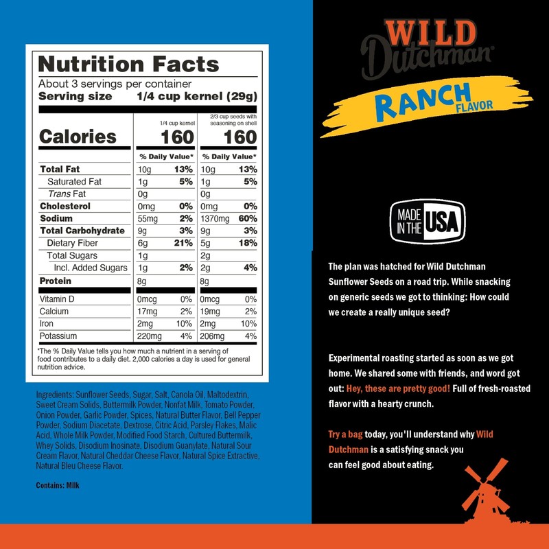 Wild Dutchman, Roasted Sunflower Seeds, Mouth Friendly Recipe for All