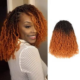 Pelokaa Yanky Twist Crochet Hair - 8 Inch 8 Packs (240 Strands) Ombre Orange Copper Pre-twisted Fluffy Spring Passion Micro Mini Twist, Pre-Looped Short Curly Crochet Braids (8 Inch, OT2/2735-8P)