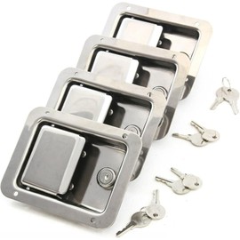 Truck Tool Box Latch Replacement - 304 Stainless Truck Toolbox Lock with 8 Keys & Gaskets, Universal Fit for Trucks, Vans, Cars (4-Pack, 5.5x4.25 Inch)