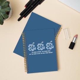 FDHSPAAM Navy Blue Hibiscus Christian Spiral Journal Notebook 5.5x8.3in, Bible Verse Journal for Woman, The Grass Withers Religious Notebooks for Note Taking, Hardcover Notebook