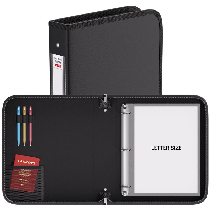 ZOOPIP Fireproof 3 Ring Binder with Zipper, 2 Inch D
