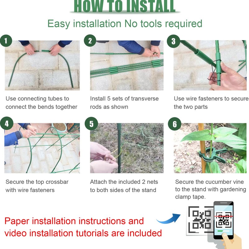 48”x 63”Large Garden Cucumber Trellis Set,Light Weight Metal Garden Arch