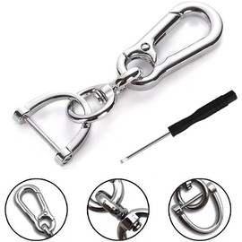 BetterJonny 3 Piezas Llavero de Coche de Metal de Zinc con Anillo en D y Clip de Mosquetón, Regalo para Mujeres y Hombres (Plata, Negro, Gris)