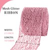 2.5 Inches Light Pink Mesh Glitter Wired Ribbon 10 Yards