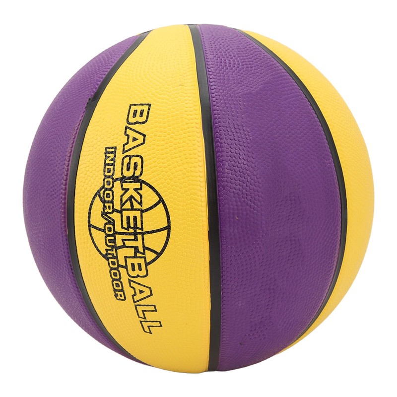 Rubber Basketball, Yellow Purple Wearproof Leakproof Training Basketball for Basketball