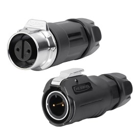 CNLINKO LP-12 2 Pin Connector IP68 Waterproof Circular Electrical Plug for Outdoor Equipment Solar Industrial Machinery DC 12V M12 2-8 Pin Male Plug and Female Plug (2-Pin)